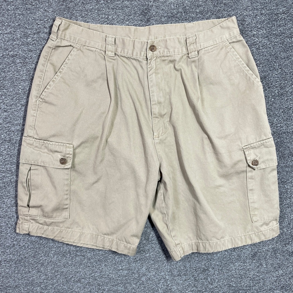 Vintage Chaps Ralph Lauren Cargo Shorts Mens 36 100% Cotton‎ Khaki Pleated